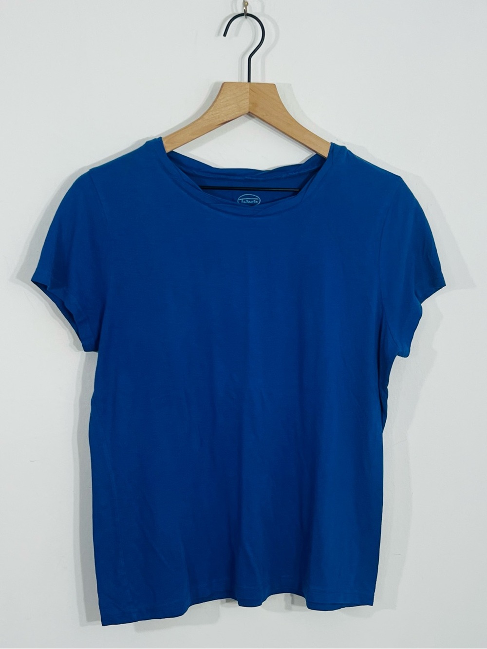 Talbots Blue Short Sleeve Light Weight Twist Neckline W. Stretch Casual Everyday